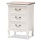 Baxton Studio Capucine Natural White Oak and White Finished Wood 3-Drawer Nightstand 151-9205 - alternate 1